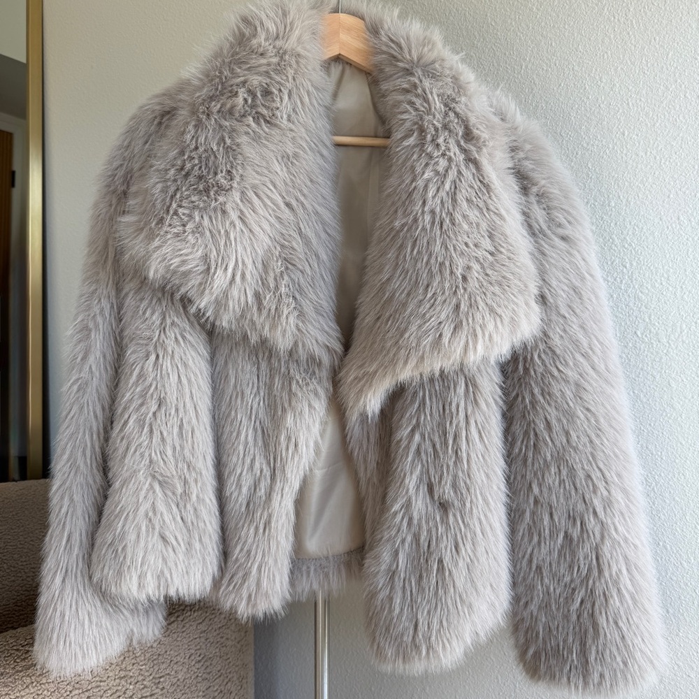 Gray Faux Fur Coat